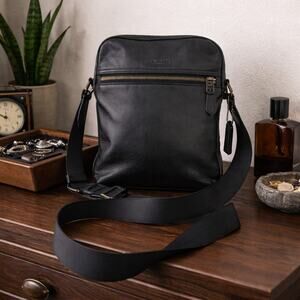 Coach Men's Houston Flight Bag Crossbody Bag In Pebbled Black Leather